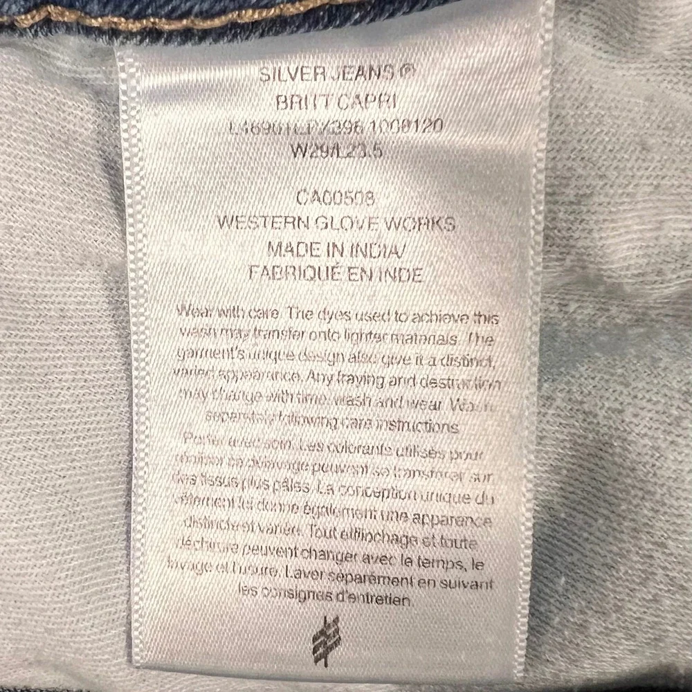 Silver Jeans Co Britt Capri‎ Womens W29 L23.5 Medium Wash Mid Rise Denim Blue